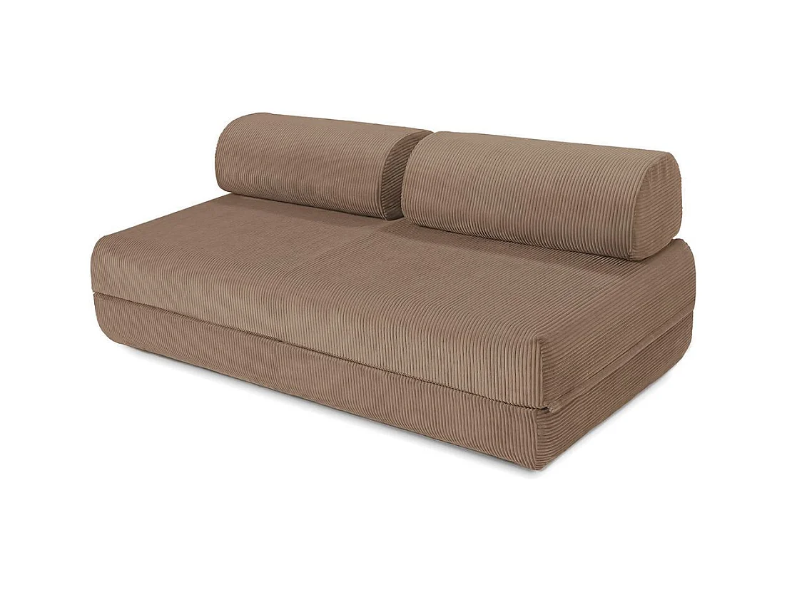 Canapé droit modulable et convertible 3 places - Velours côtelé - Taupe