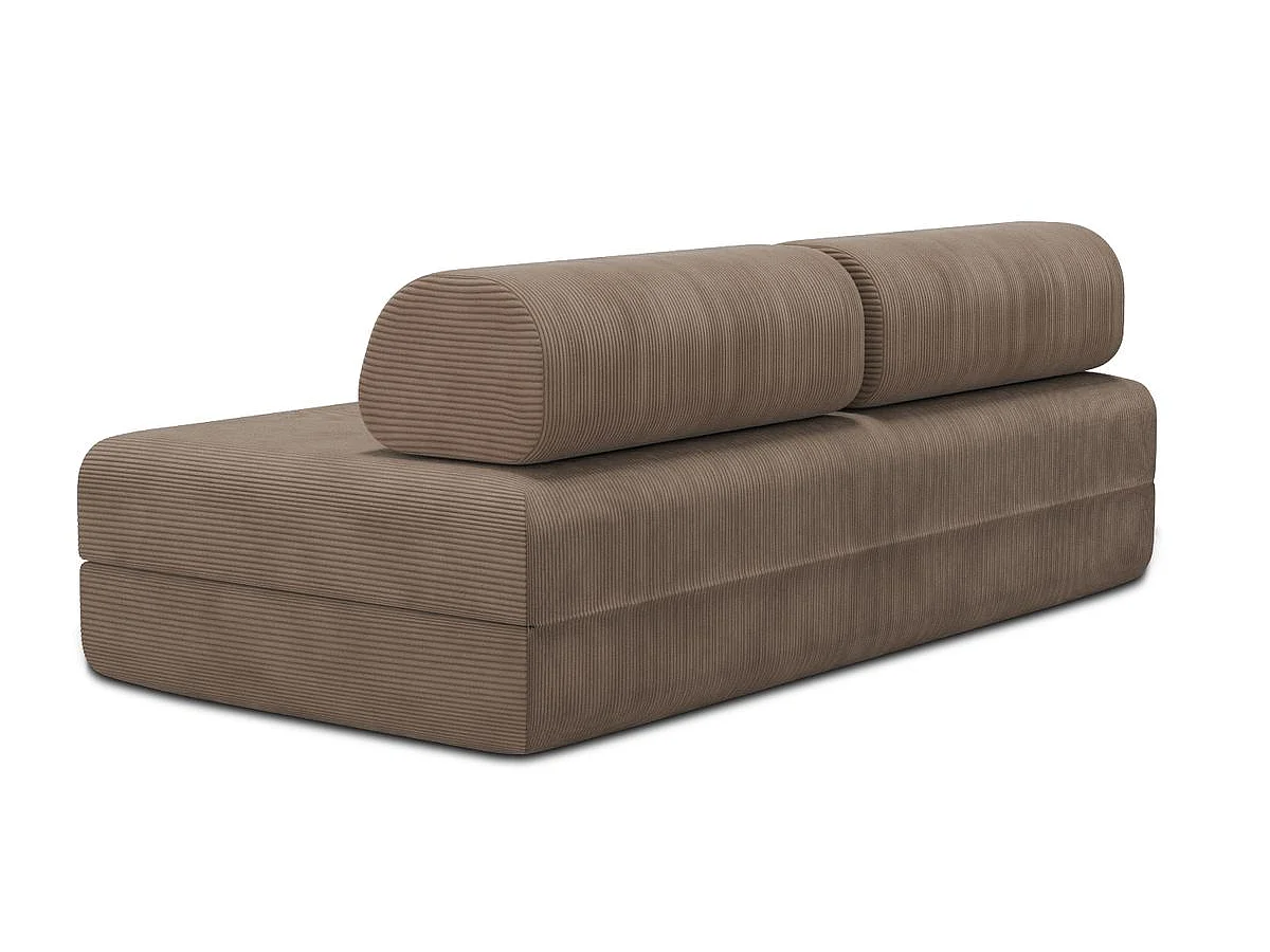 Canapé droit modulable et convertible 3 places - Velours côtelé - Taupe