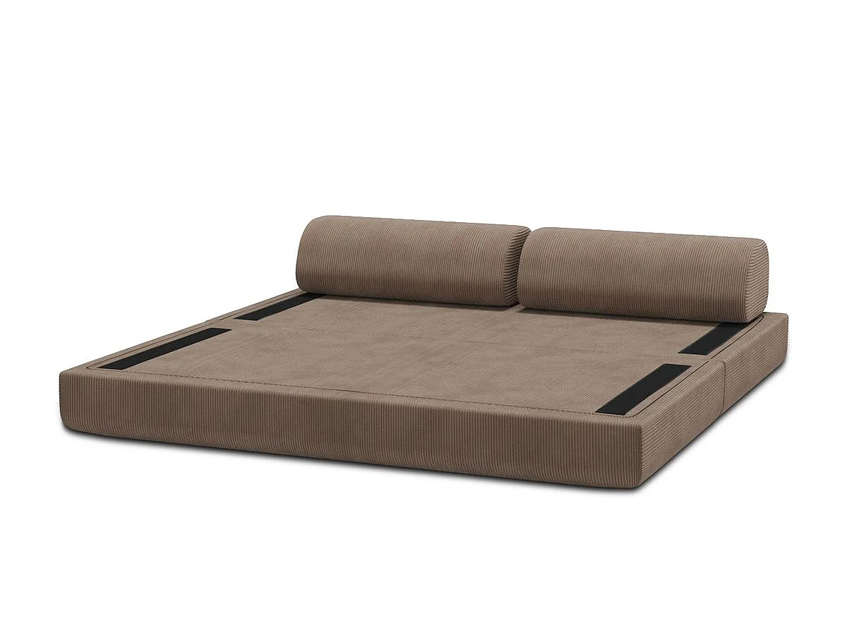 Canapé droit modulable et convertible 3 places - Velours côtelé - Taupe