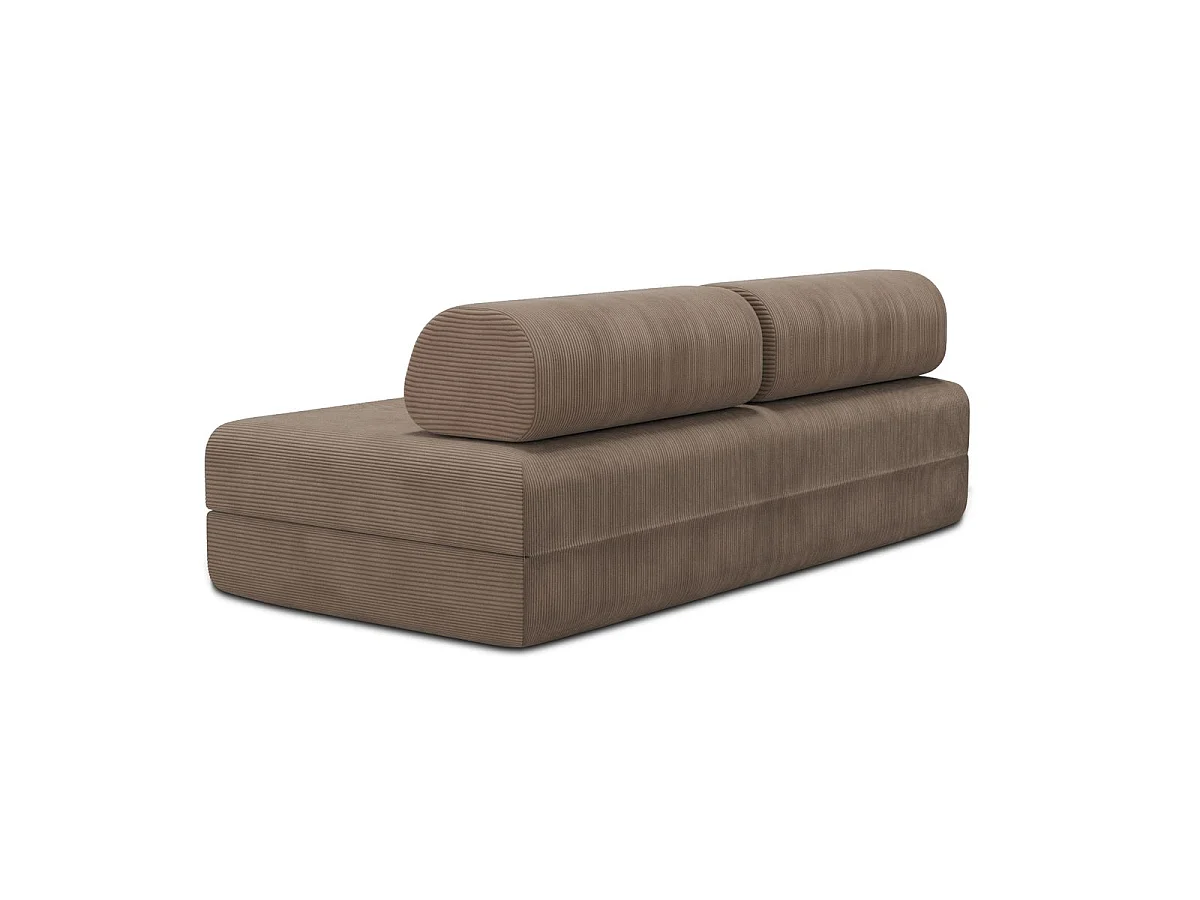 Canapé droit modulable et convertible 3 places - Velours côtelé - Taupe