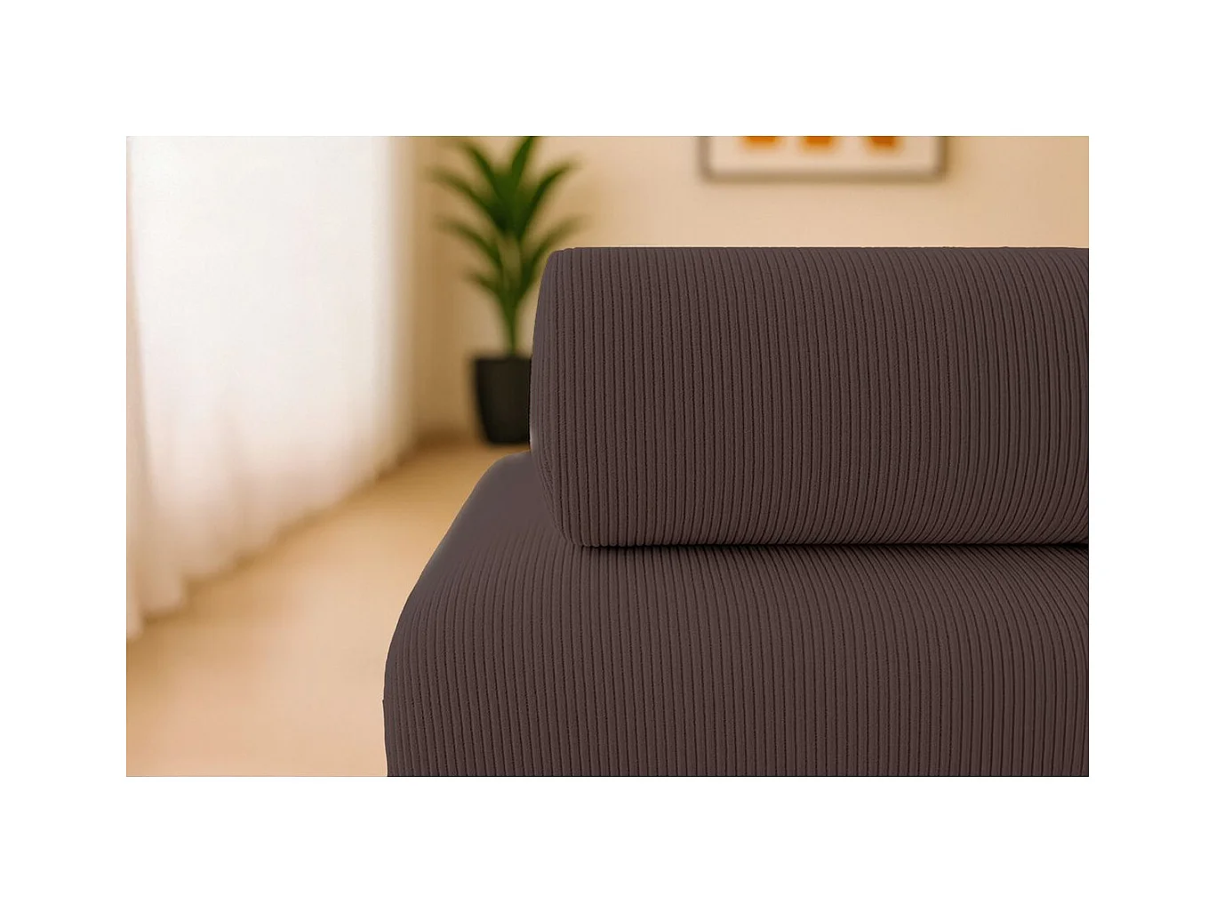 Canapé droit modulable et convertible 6 places - Velours côtelé - Marron