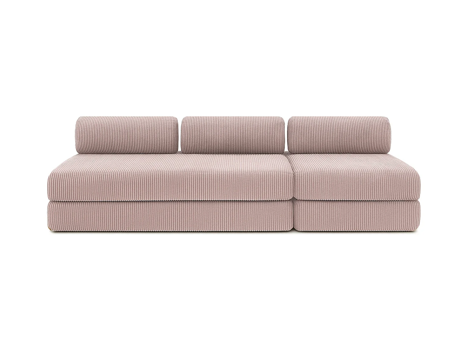 Canapé droit modulable et convertible 4 places - Velours côtelé - Rose pâle