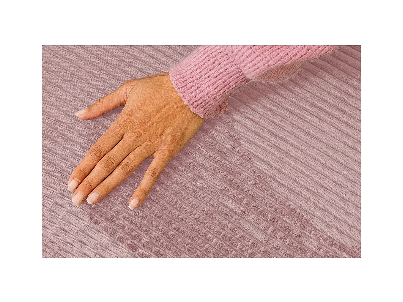 Canapé droit modulable et convertible 4 places - Velours côtelé - Rose pâle