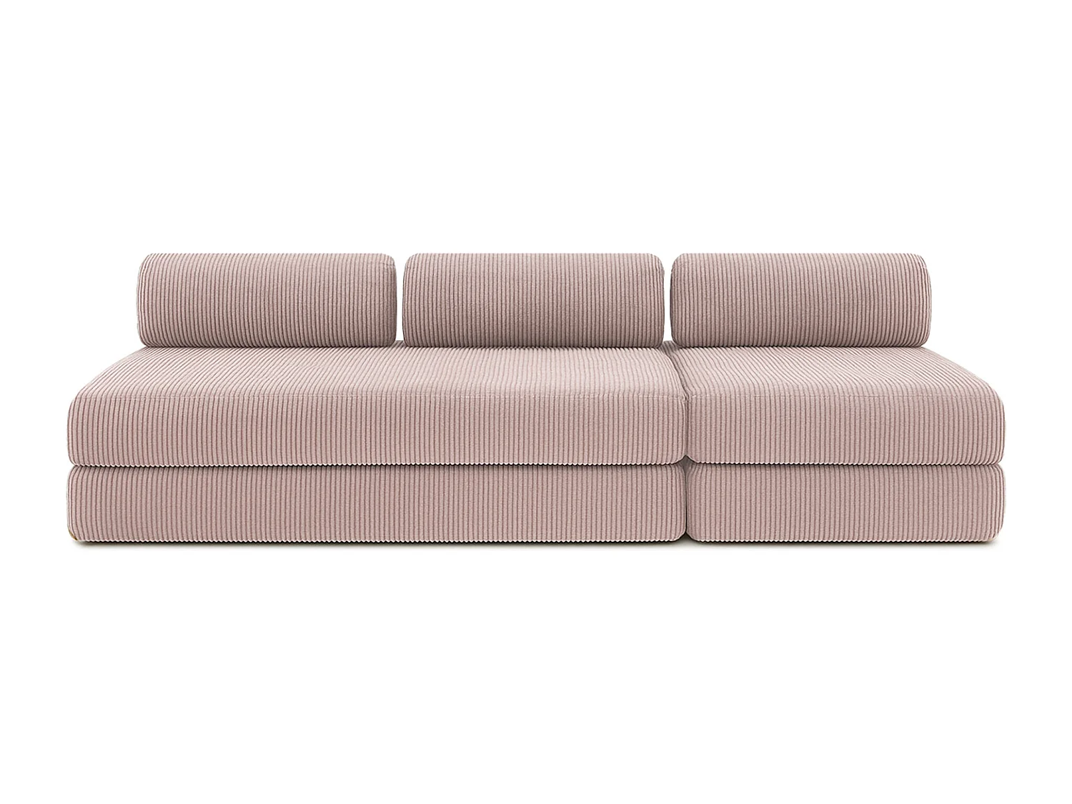 Canapé droit modulable et convertible 4 places - Velours côtelé - Rose pâle