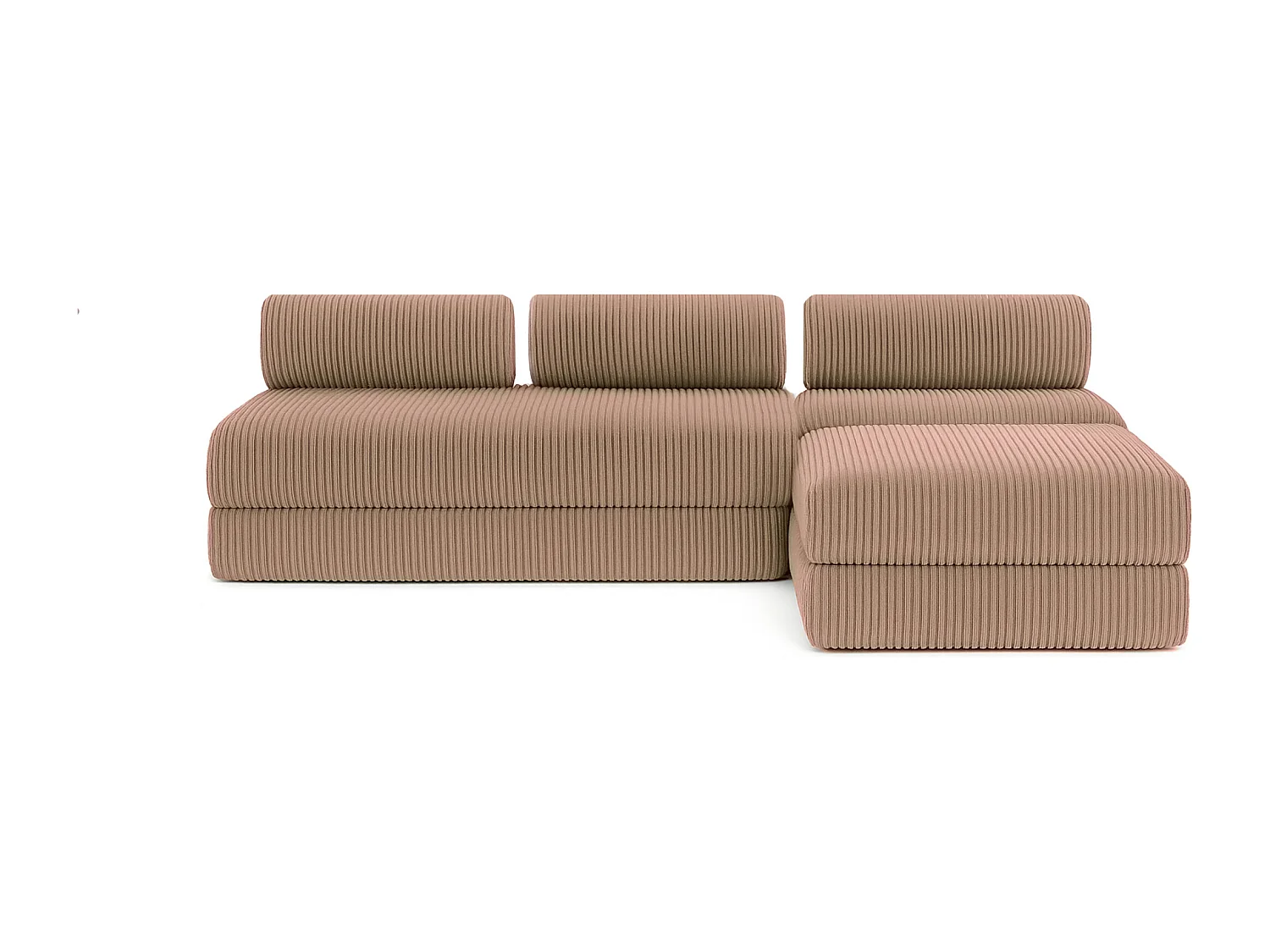 Canapé d'angle modulable et convertible 6 places - Velours côtelé XL - Marron