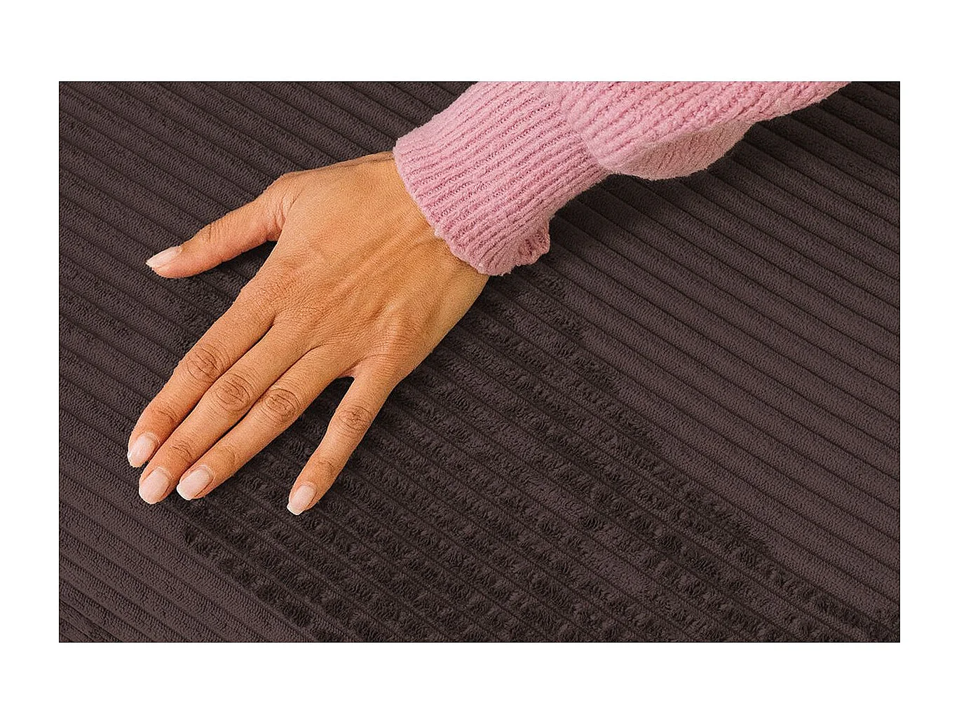 Canapé d'angle modulable et convertible 6 places - Velours côtelé - Marron