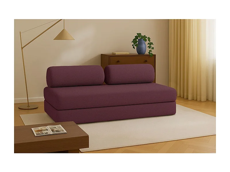 Canapé droit modulable et convertible 3 places - Tissu lisse - Rouge