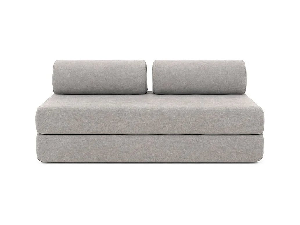 Canapé droit modulable et convertible 5 places - Tissu lisse - Gris clair