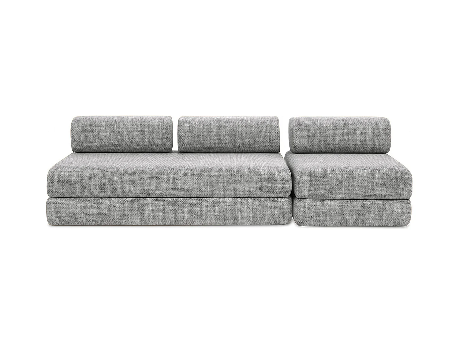 Canapé droit modulable et convertible 4 places - Tissu tweed - Gris