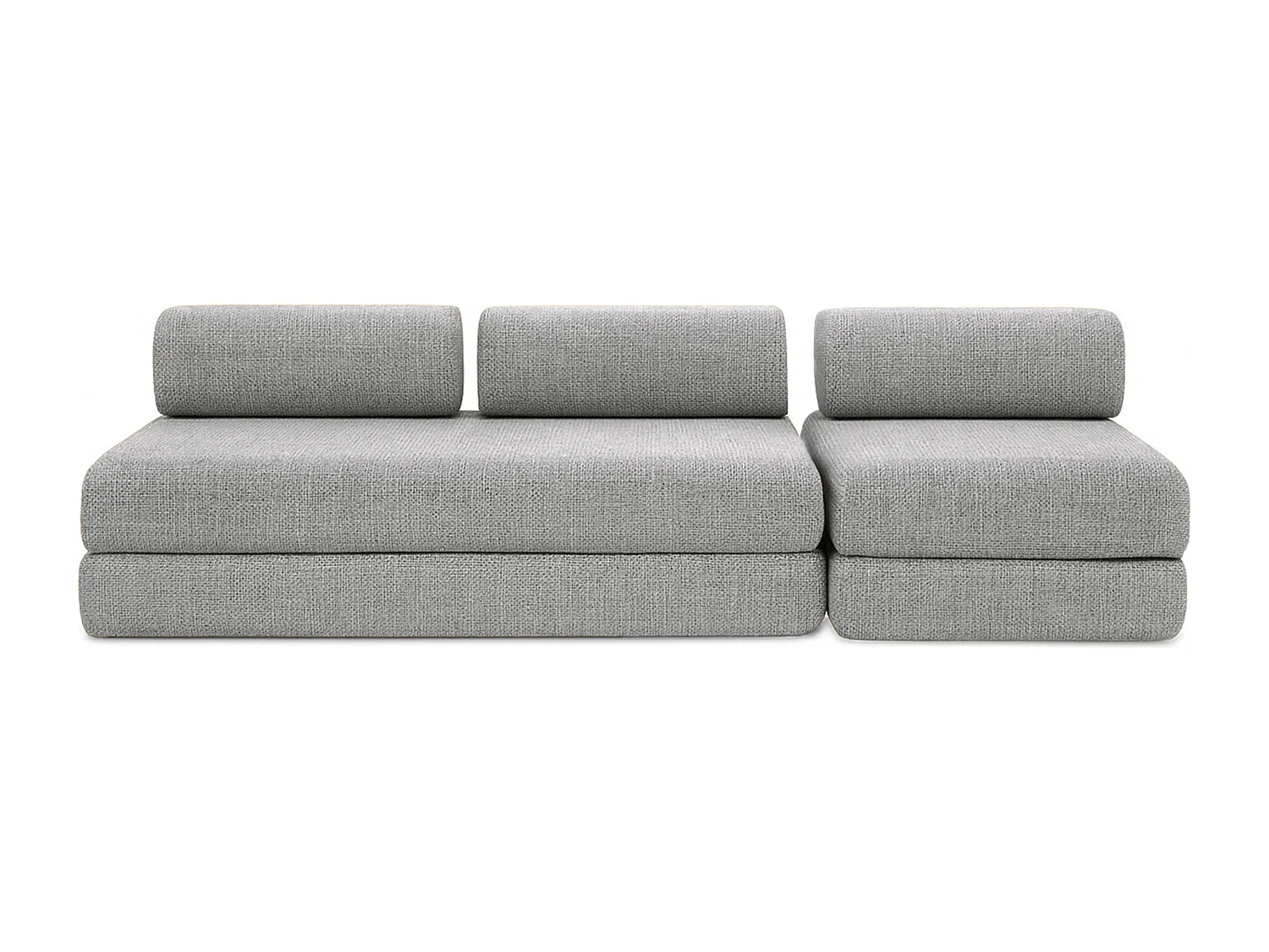 Canapé droit modulable et convertible 4 places - Tissu tweed - Gris