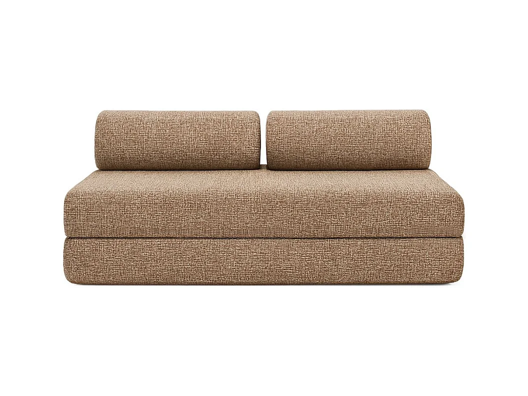 Canapé d'angle modulable et convertible 4 places - Tissu tweed - Marron