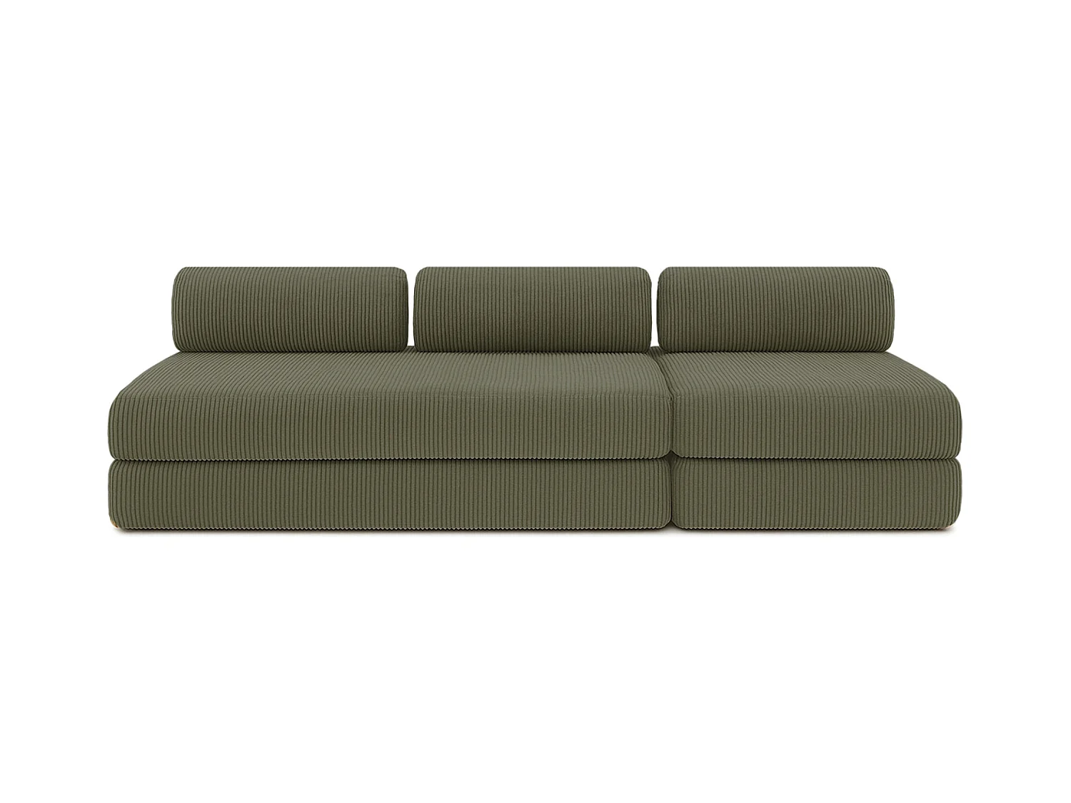 Canapé droit modulable et convertible 4 places - Velours côtelé - Vert