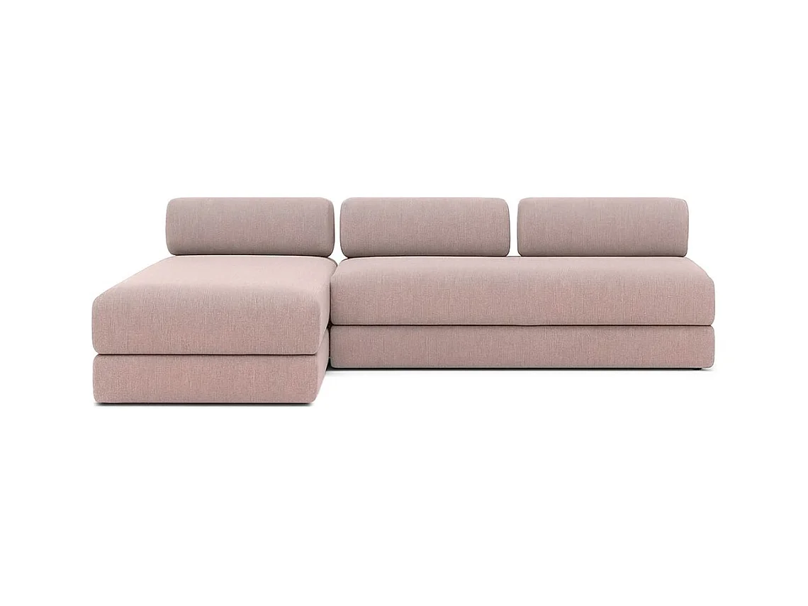 Canapé d'angle modulable et convertible 6 places - Tissu lisse - Rose