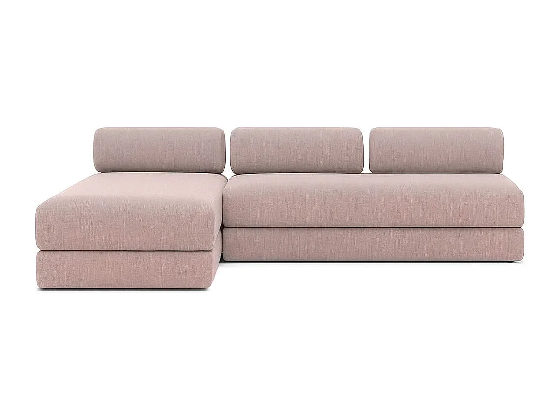 Canapé d'angle modulable et convertible 6 places - Tissu lisse - Rose