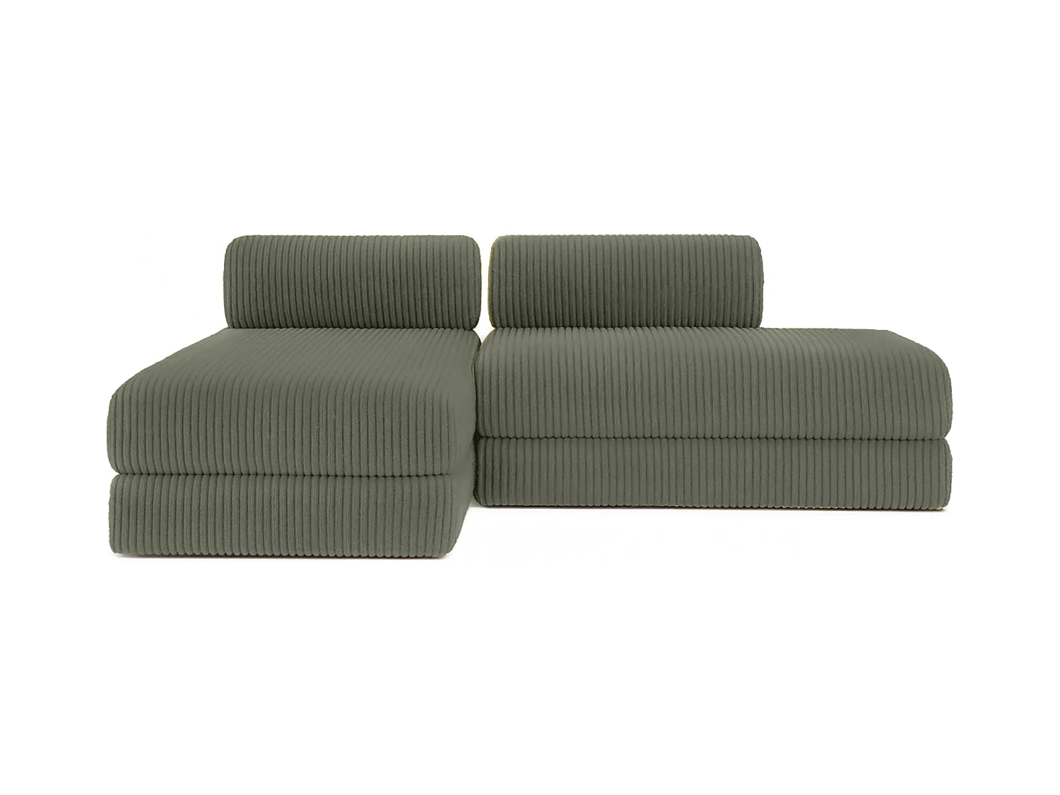 Canapé d'angle modulable et convertible 5 places - Velours côtelé XL - Vert