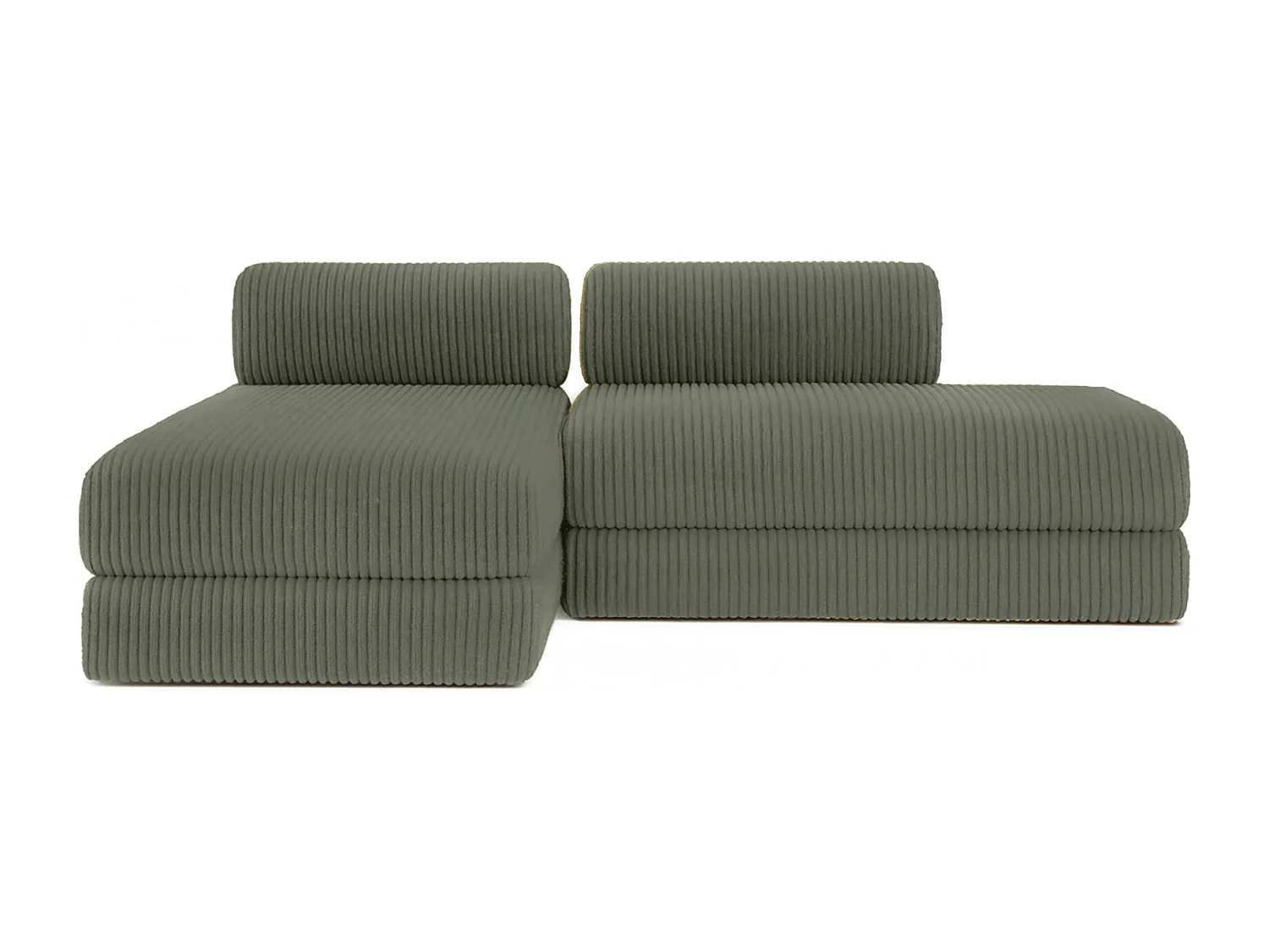 Canapé d'angle modulable et convertible 5 places - Velours côtelé XL - Vert
