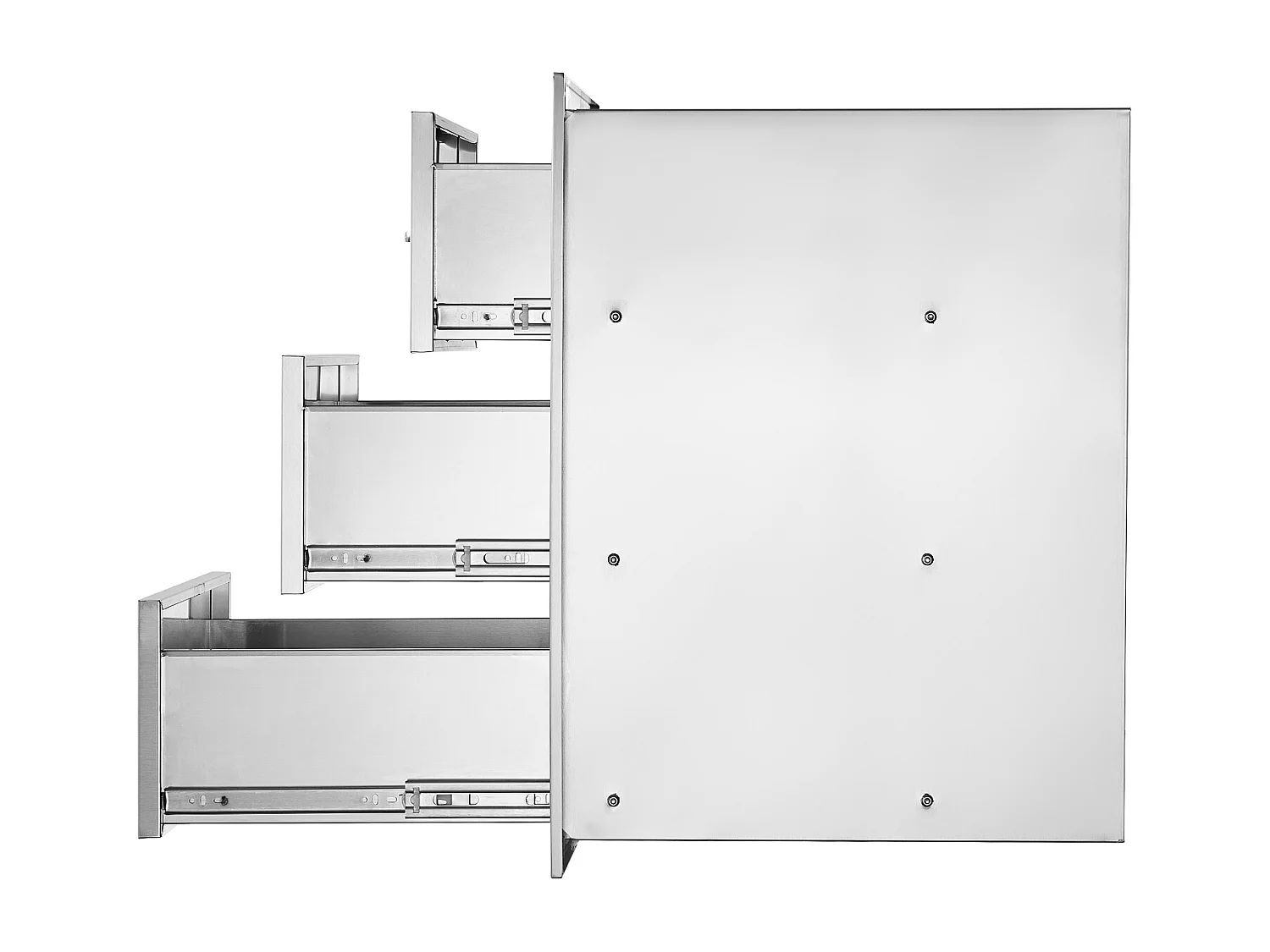 Lade met Drievoudige Toegang SucceBuy, met 3 Opbergladen van Roestvrij Staal, 40 x 73 x 53 cm, voor Buiten Koken, Barbecueën, Opbergen