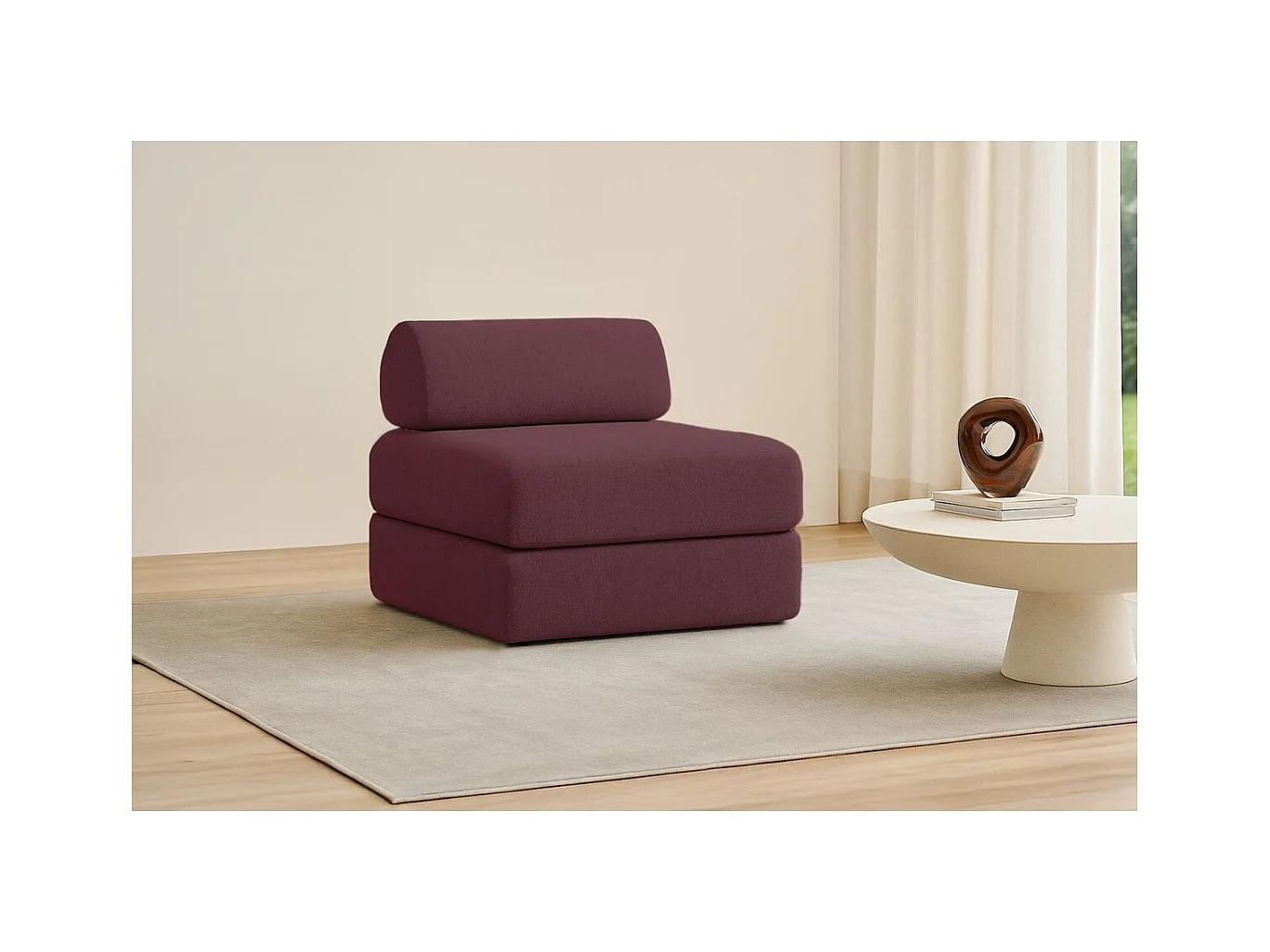 Fauteuil modulable et convertible - Tissu lisse - Rouge