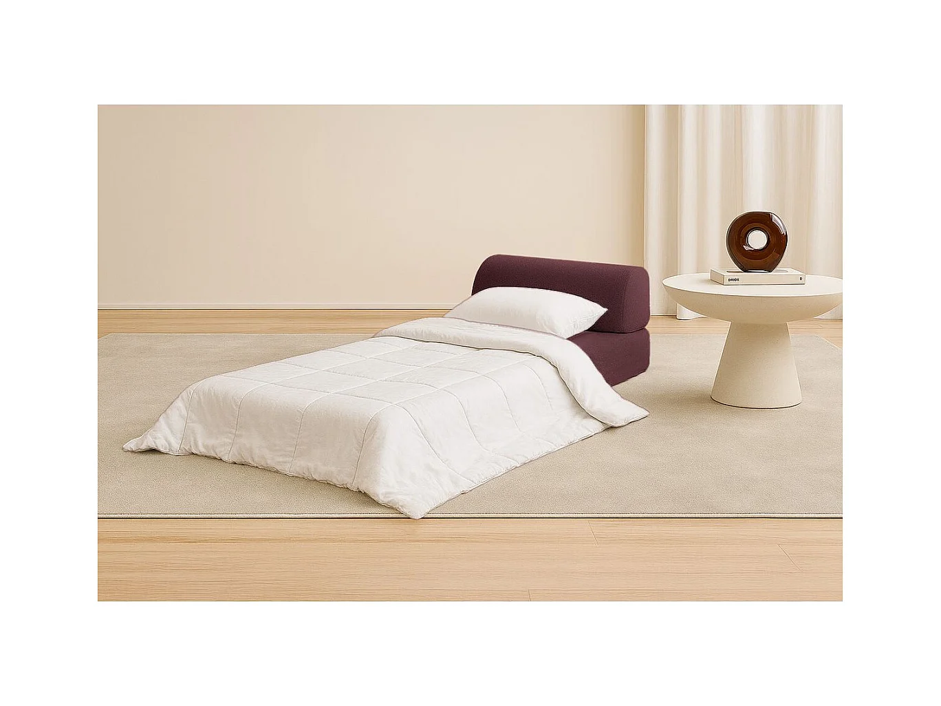 Fauteuil modulable et convertible - Tissu lisse - Rouge