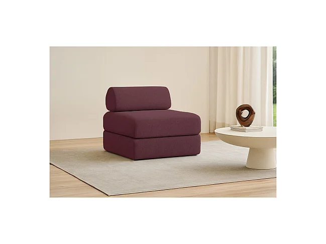 Fauteuil modulable et convertible - Tissu lisse - Rouge