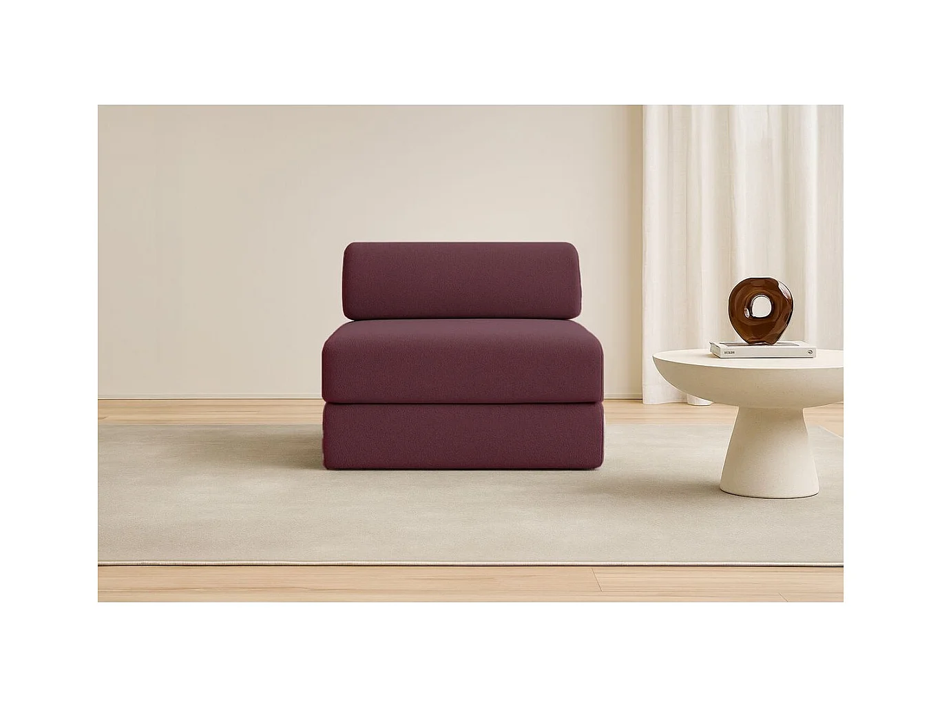 Fauteuil modulable et convertible - Tissu lisse - Rouge