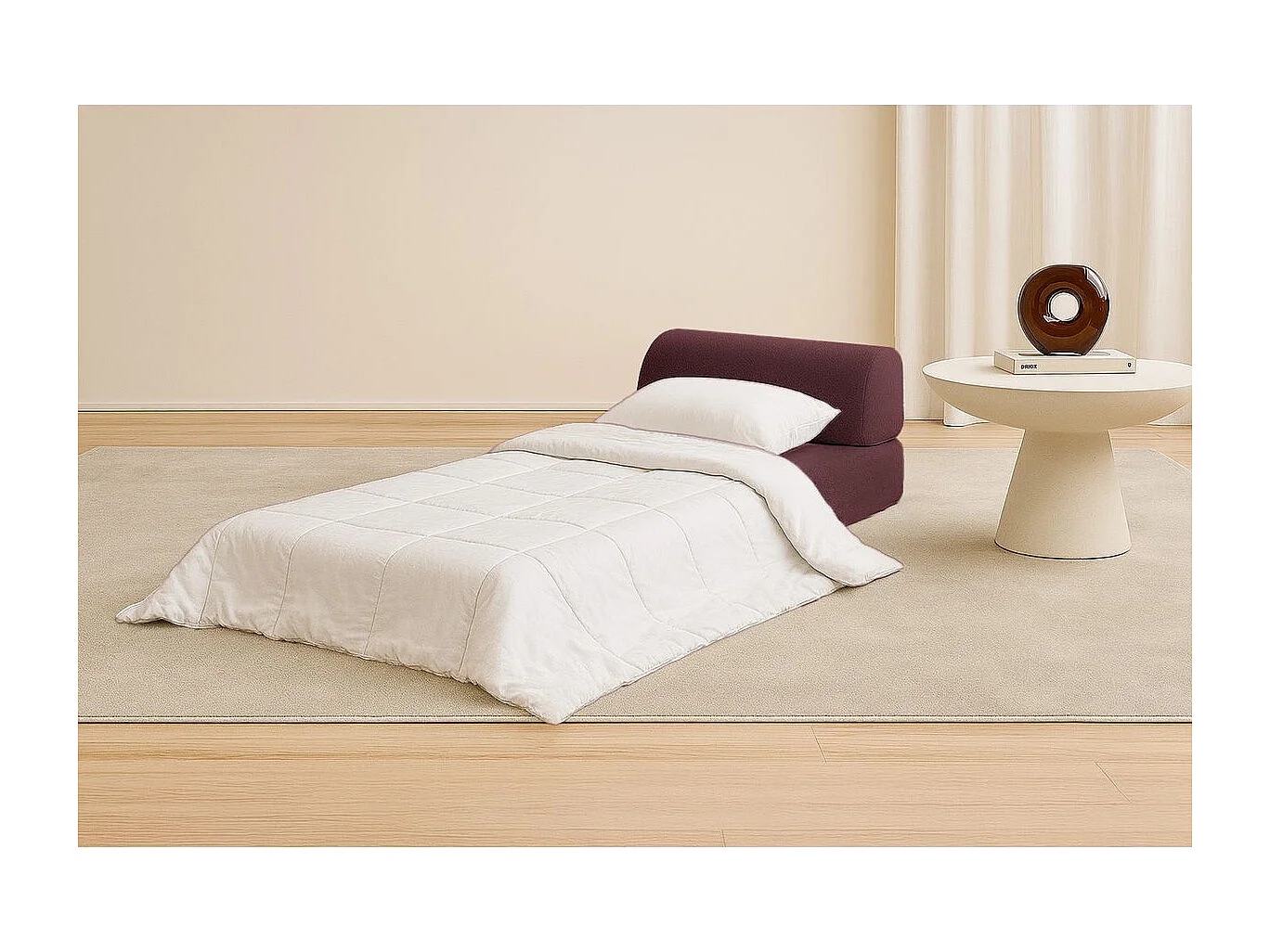 Fauteuil modulable et convertible - Tissu lisse - Rouge