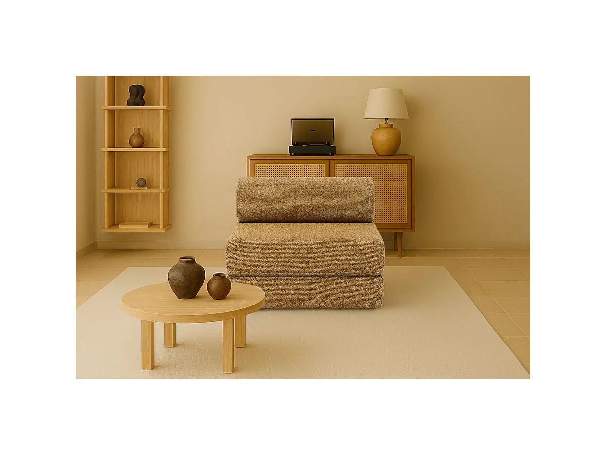 Fauteuil modulable et convertible - Tissu tweed - Jaune