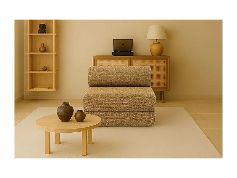 Fauteuil modulable et convertible - Tissu tweed - Jaune