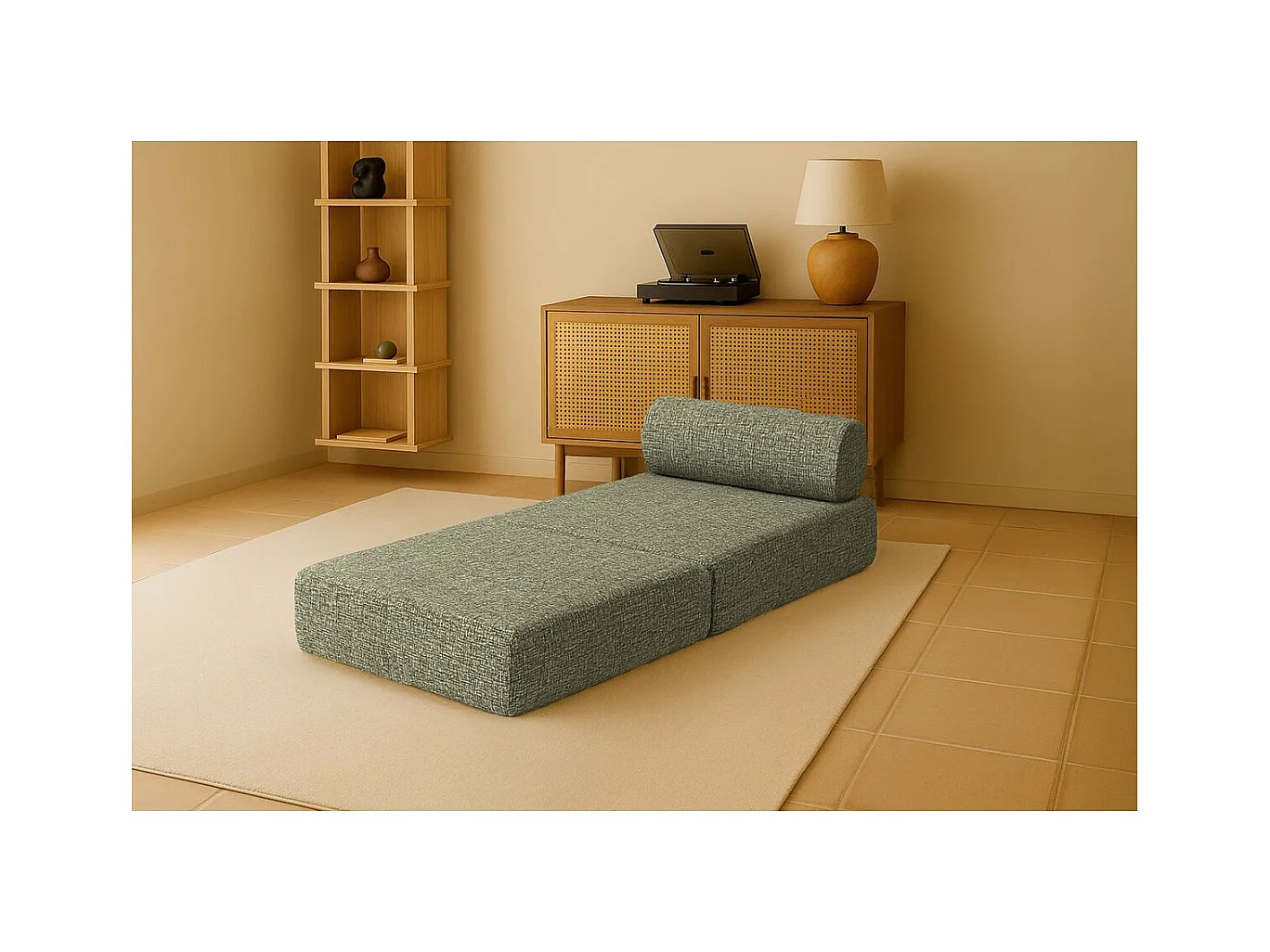 Fauteuil modulable et convertible - Tissu tweed - Vert