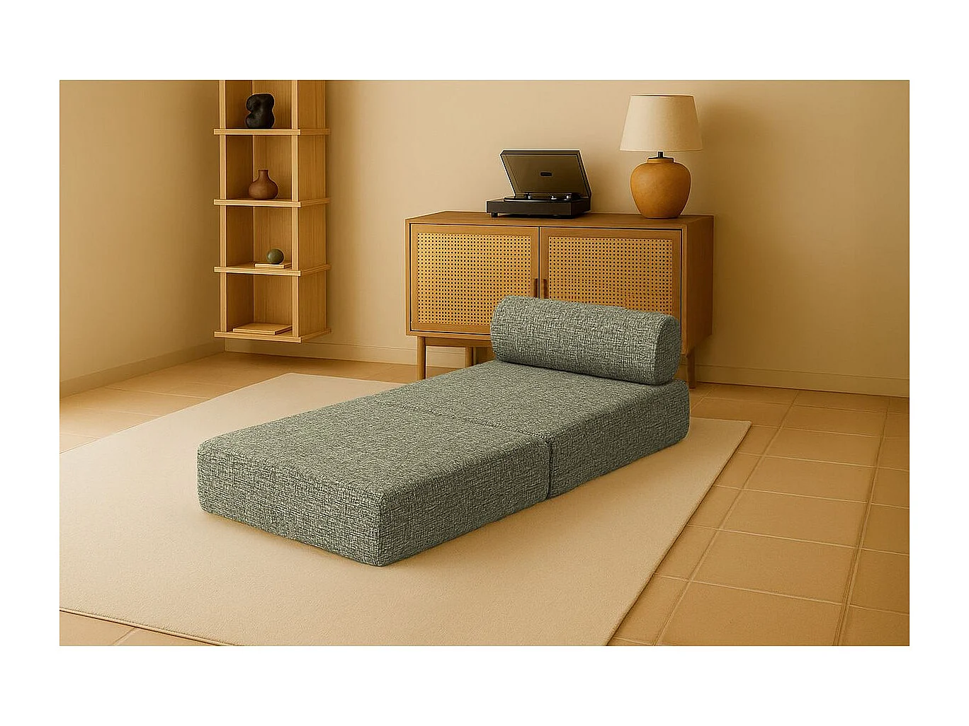 Fauteuil modulable et convertible - Tissu tweed - Vert