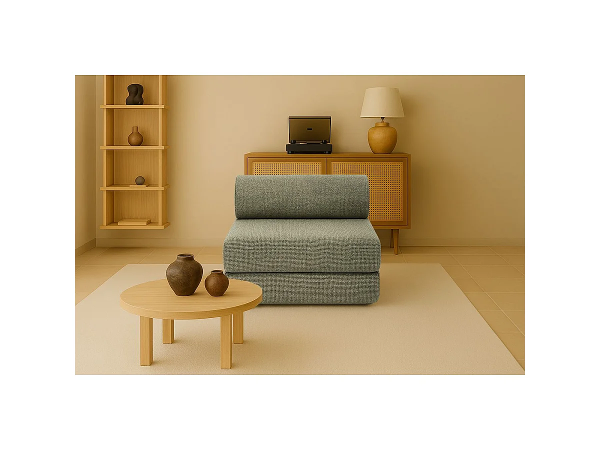 Fauteuil modulable et convertible - Tissu tweed - Vert