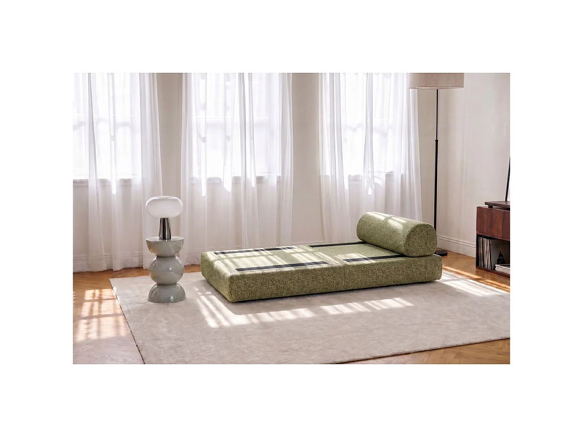 Fauteuil modulable et convertible - Tissu tweed - Vert