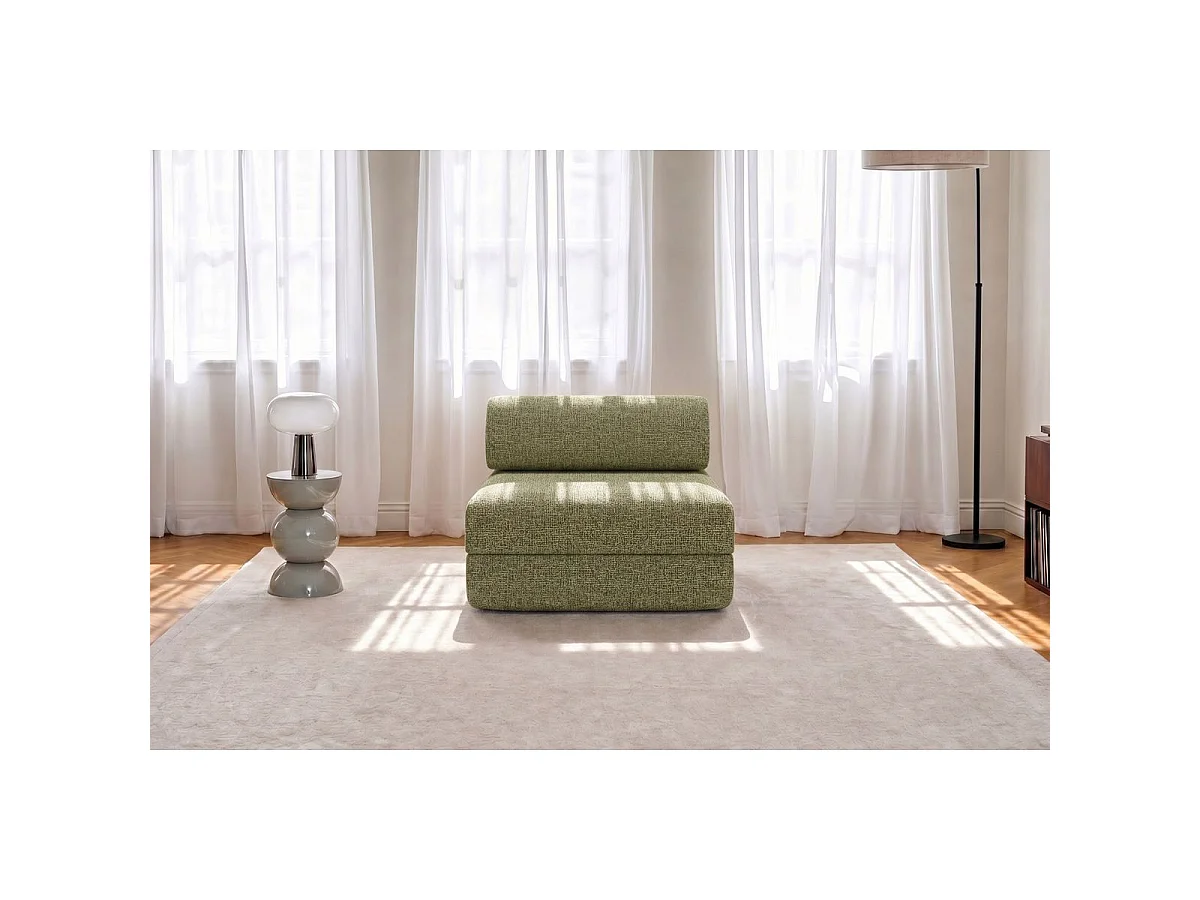 Groene tweed fauteuil om te bouwen