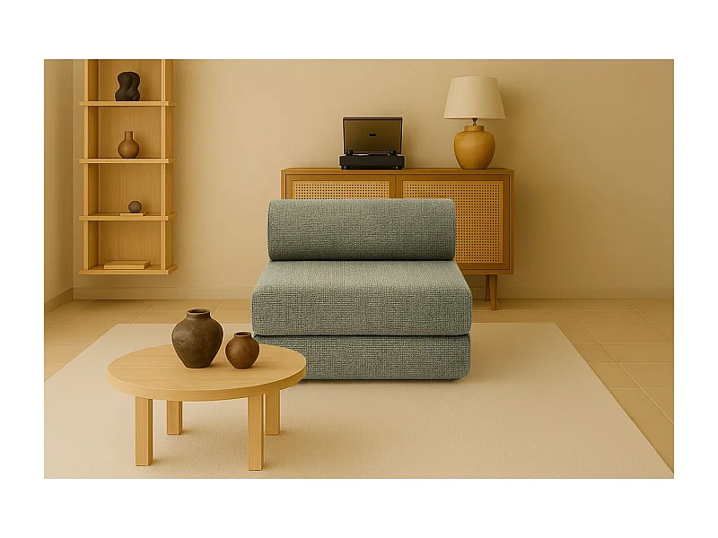 Fauteuil modulable et convertible - Tissu tweed - Vert