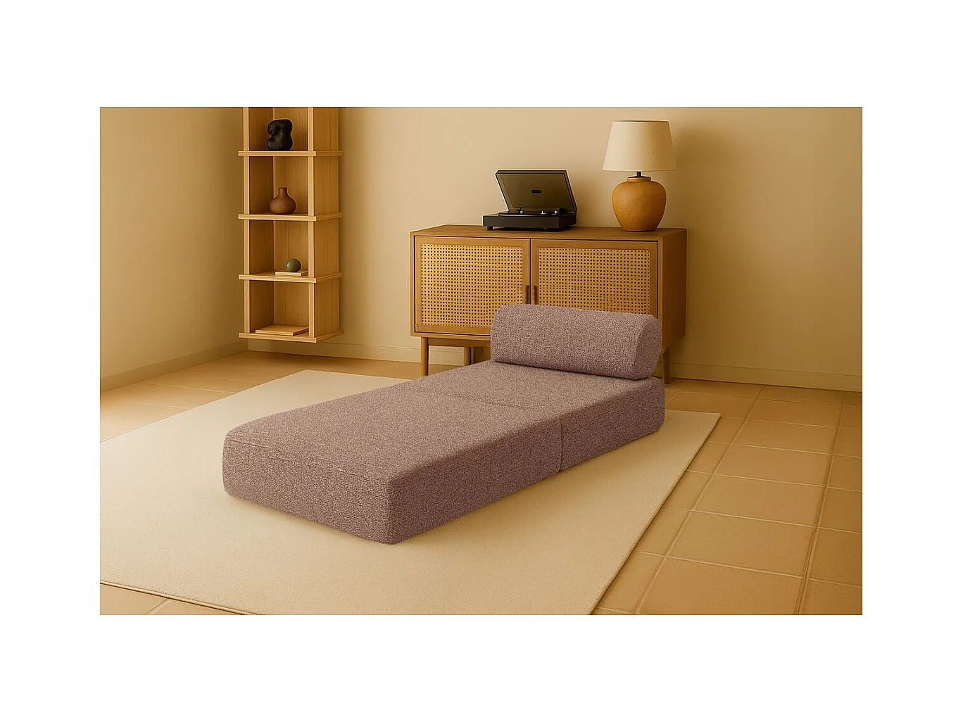 Fauteuil modulable et convertible - Tissu tweed - Rouge