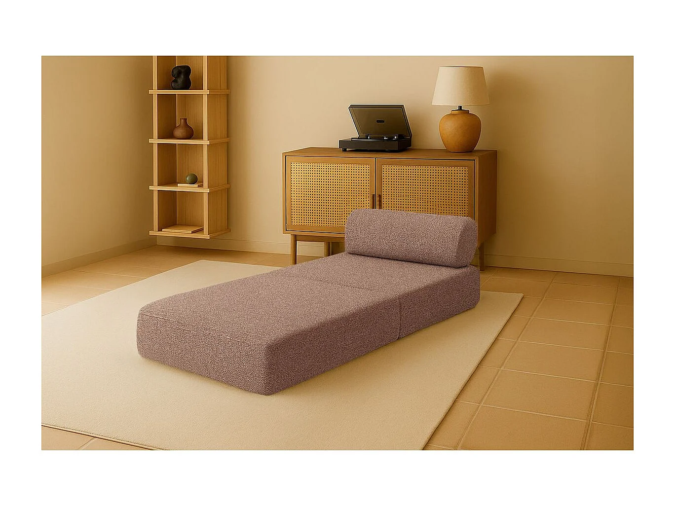 Fauteuil modulable et convertible - Tissu tweed - Rouge