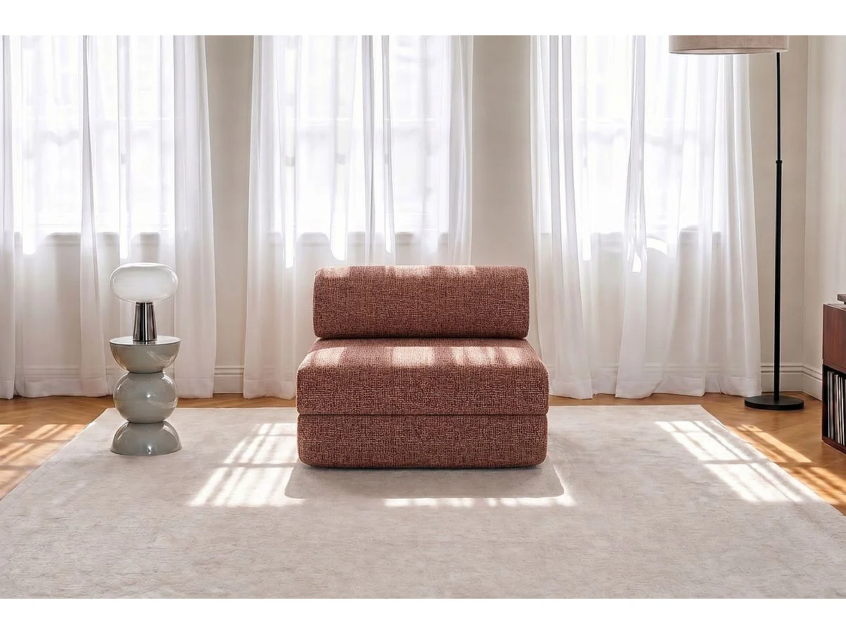Fauteuil modulable et convertible - Tissu tweed - Rouge