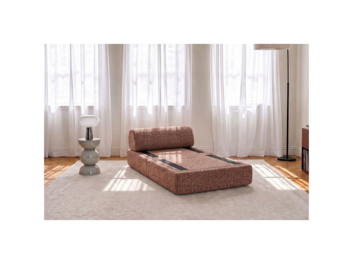 Fauteuil modulable et convertible - Tissu tweed - Rouge