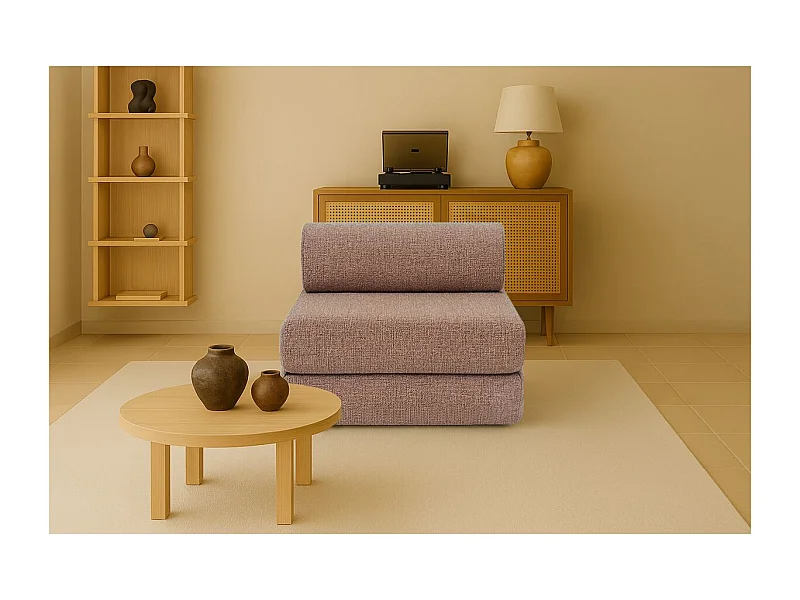 Fauteuil modulable et convertible - Tissu tweed - Rouge