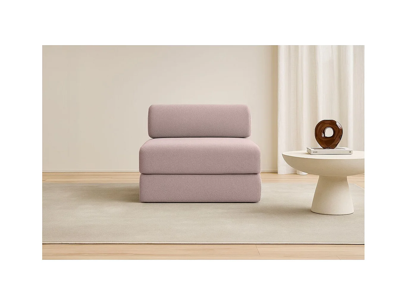 Fauteuil modulable et convertible - Tissu lisse - Rose