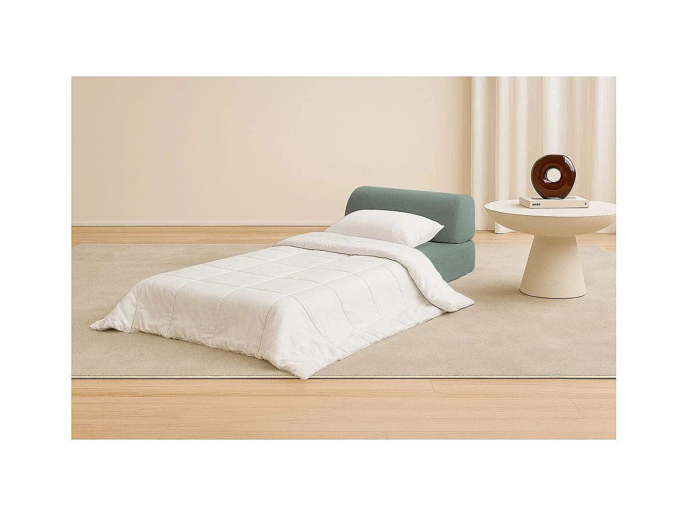 Fauteuil modulable et convertible - Tissu lisse - Bleu vert