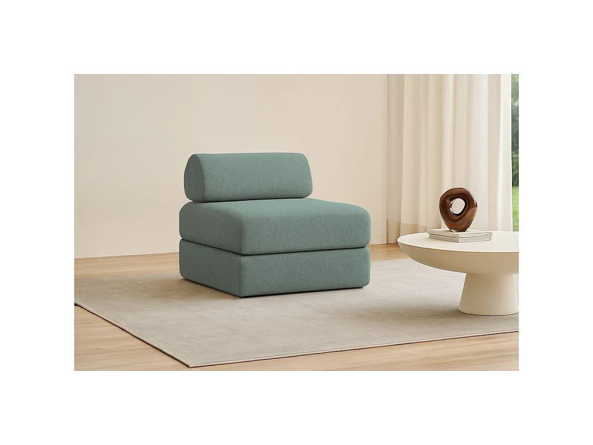Fauteuil modulable et convertible - Tissu lisse - Bleu vert