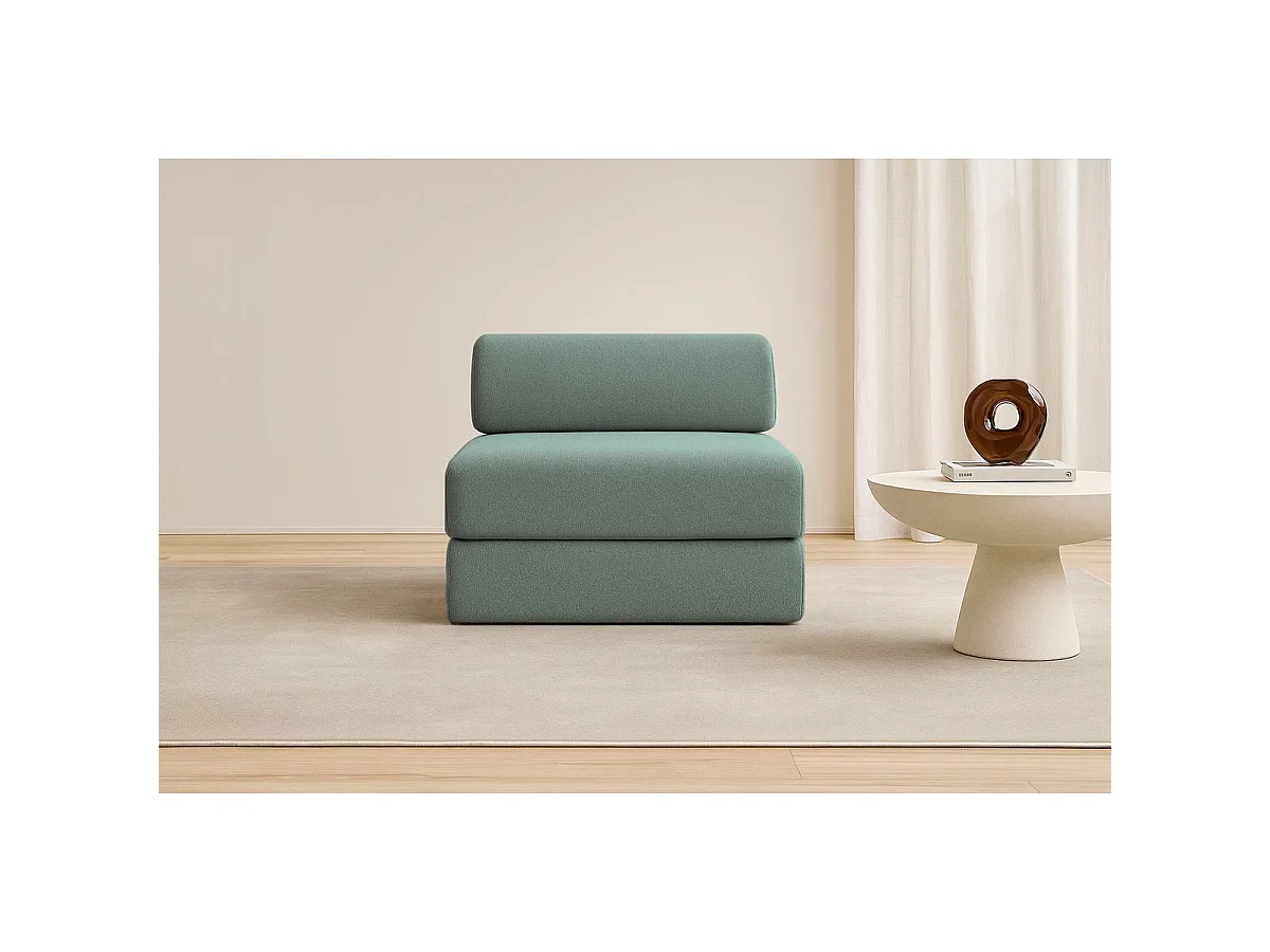 Fauteuil modulable et convertible - Tissu lisse - Bleu vert