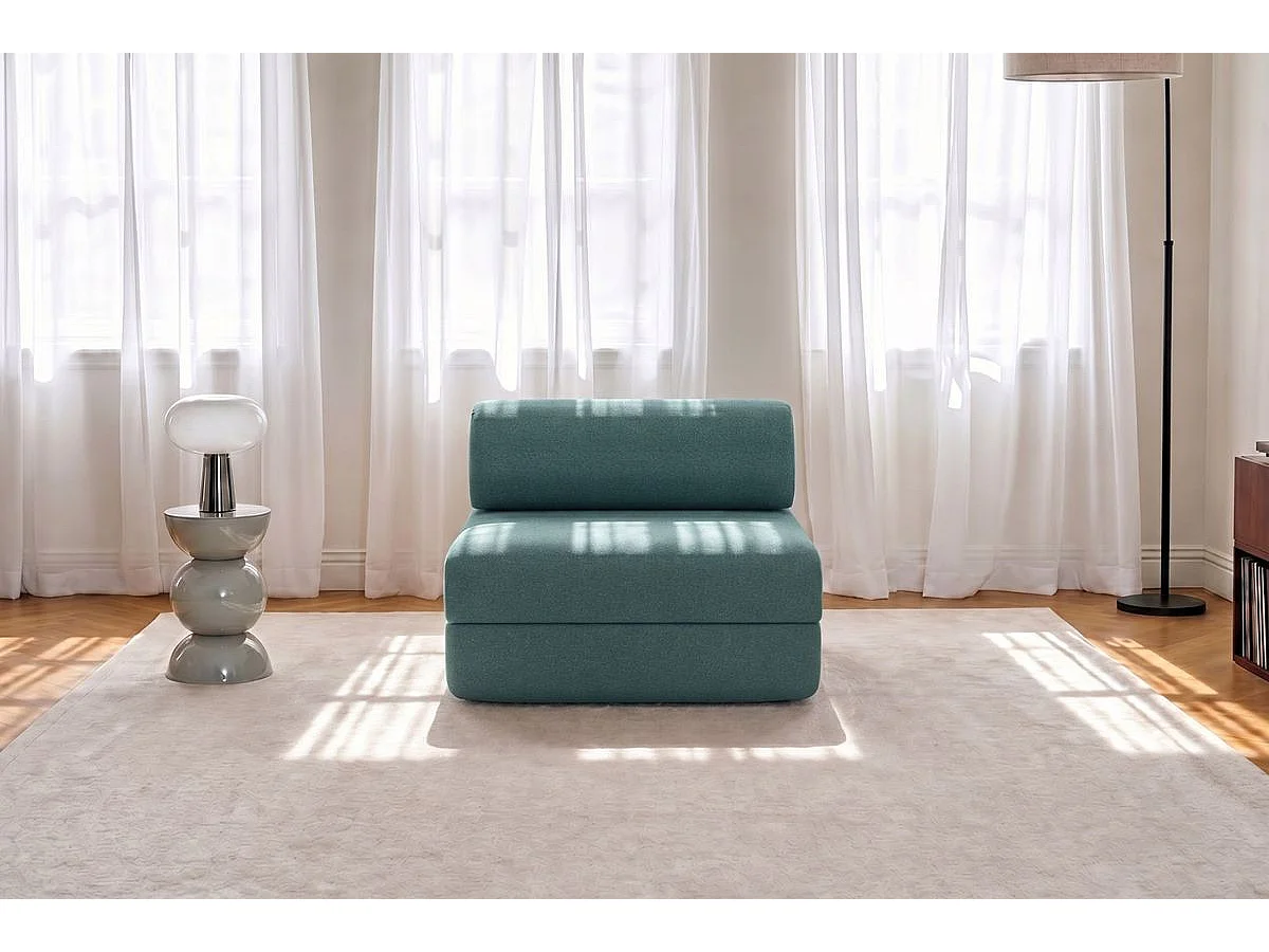 Fauteuil modulable et convertible - Tissu lisse - Bleu vert