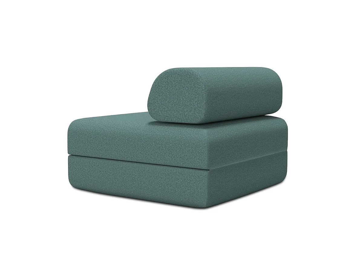 Fauteuil modulable et convertible - Tissu lisse - Bleu vert
