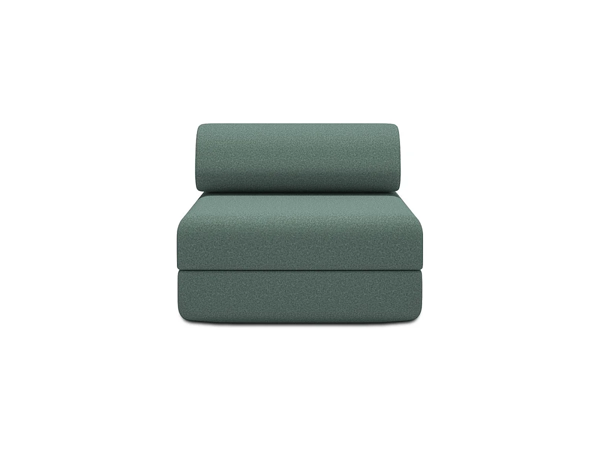 Omvormbare fauteuil in gladde groene stof