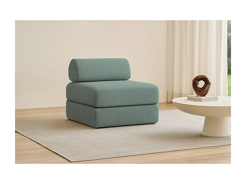 Fauteuil modulable et convertible - Tissu lisse - Bleu vert