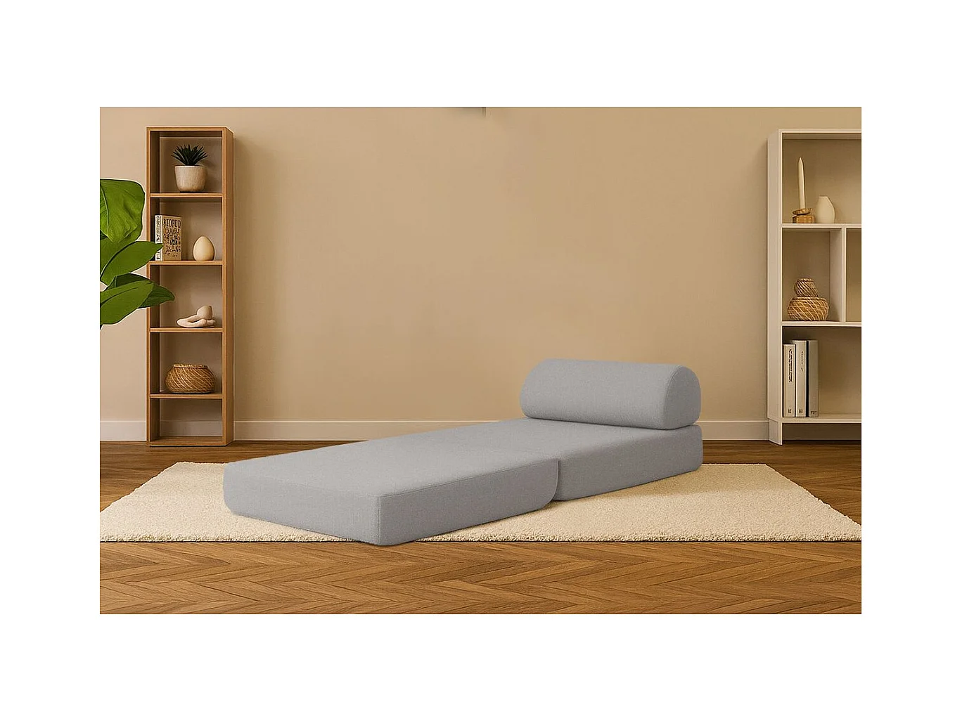 Fauteuil modulable et convertible - Tissu lisse - Gris clair