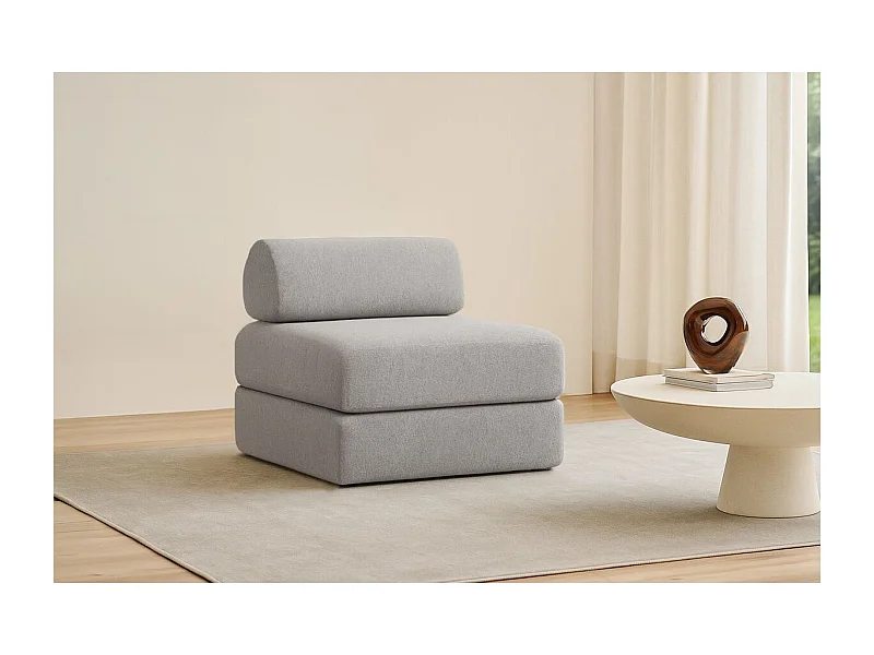 Fauteuil modulable et convertible - Tissu lisse - Gris clair