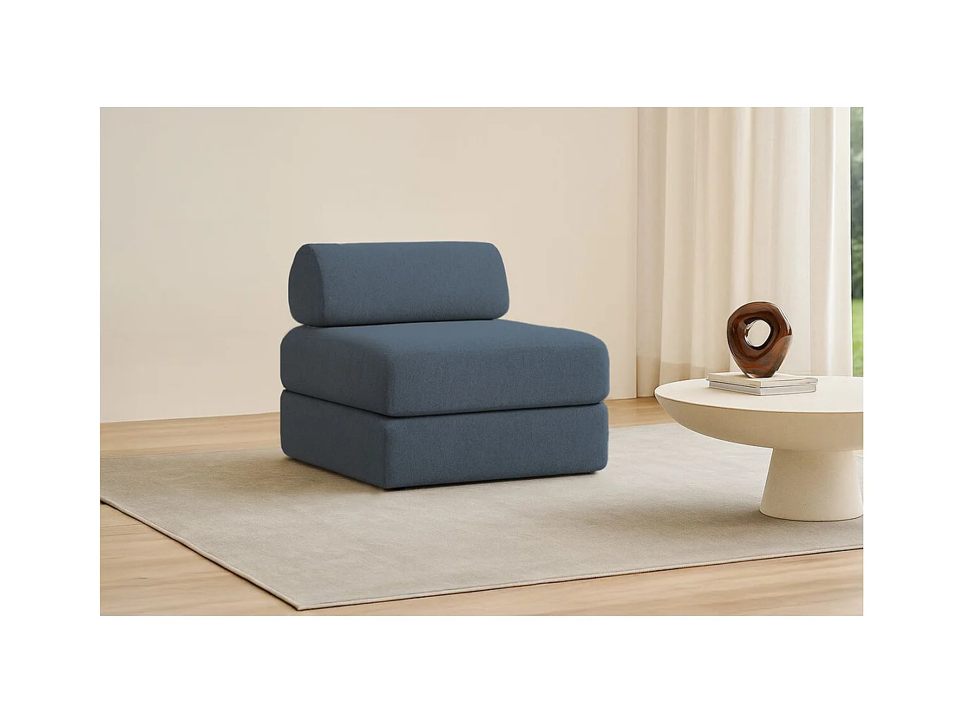 Fauteuil modulable et convertible - Tissu lisse - Bleu